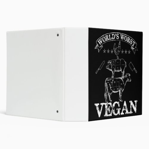 Worlds Worst Vegan Meat  BBQ Chicken Pig Cow 3 Ring Binder