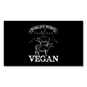 Worlds Worst Vegan Meat BBQ Chicken Pig Cow Business Card Magnet