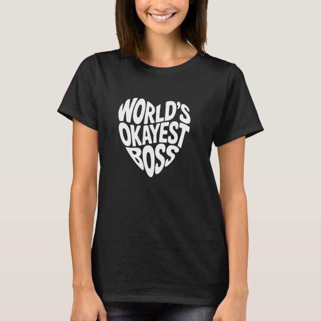 Worldu2019s Okayest Boss Funny Work Christmas Secr T-Shirt (Front)