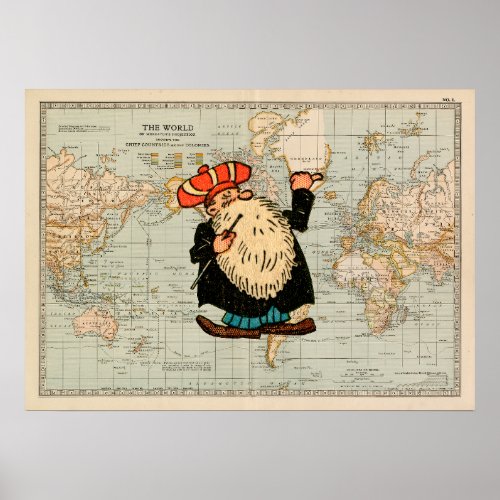 Worldwide Hitchhiker Restored Vintage Poster