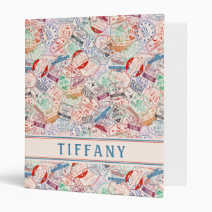 Worldwide Travel Labels All Over Pattern 3 Ring Binder
