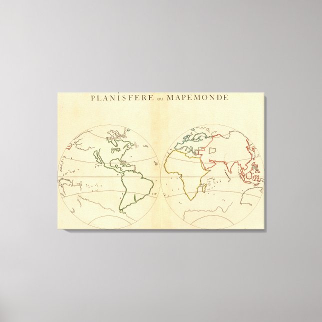 Worlp Map with 5 Zones Canvas Print (Front)
