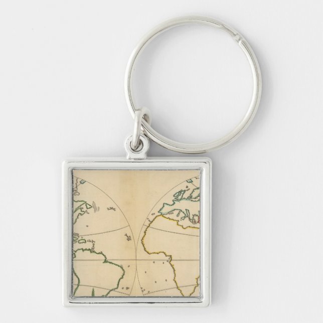 Worlp Map with 5 Zones Keychain (Front)