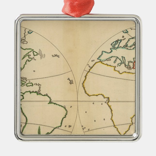 Worlp Map with 5 Zones Metal Ornament (Front)