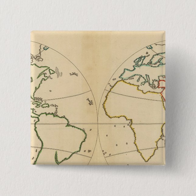 Worlp Map with 5 Zones Pinback Button (Front)