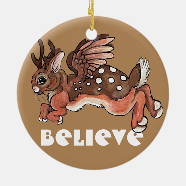 Worlpertinger/Jackalope Believe Ceramic Ornament (Back)