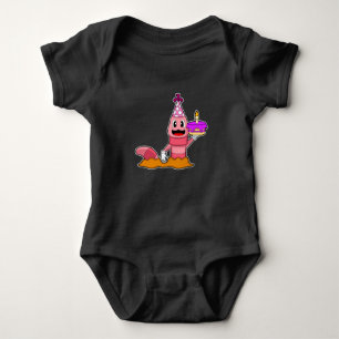 Worm Birthday Cake Candle Baby Bodysuit