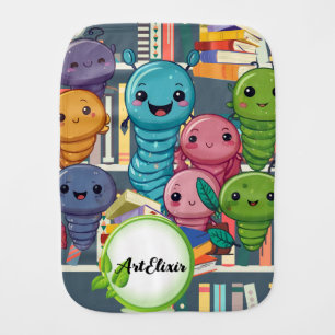 Worm BookWorms Print Baby Burp Cloth