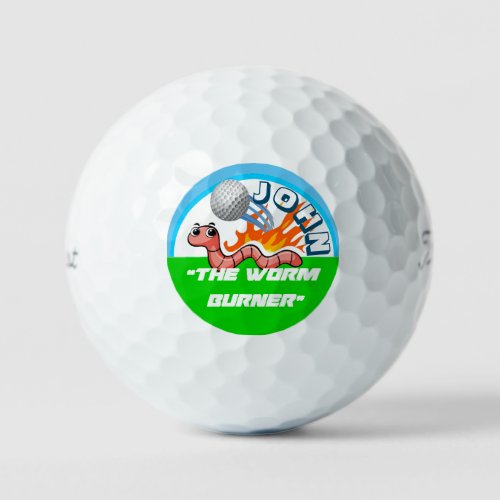 Worm Burner Funny Personalized Name Golf Balls 