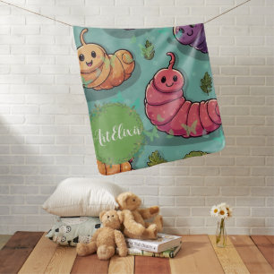 Worm Butterfly Print Baby Blanket