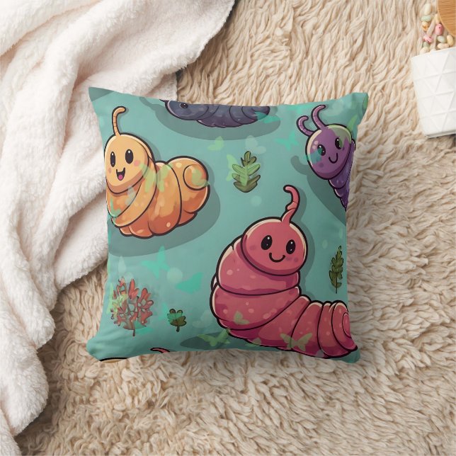 Worm Butterfly Print  Throw Pillow (Blanket)
