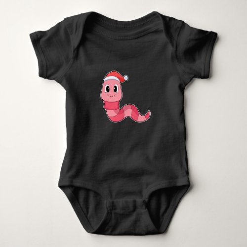 Worm Christmas Christmas hat Baby Bodysuit