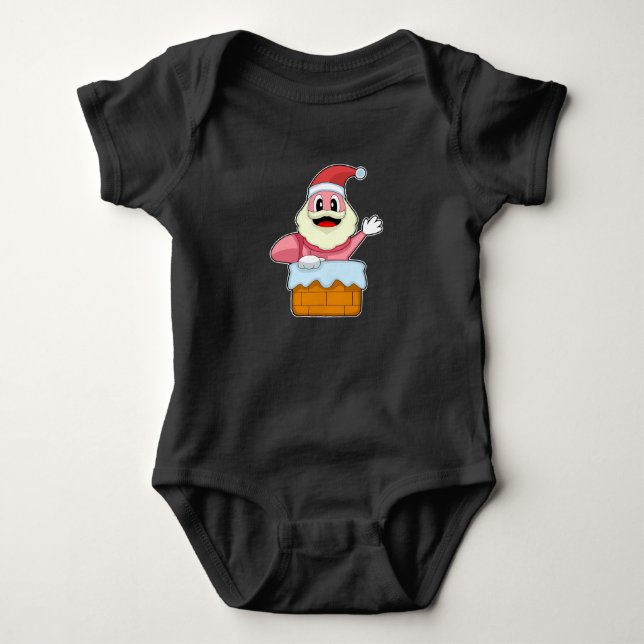 Worm Christmas Santa Claus Baby Bodysuit (Front)