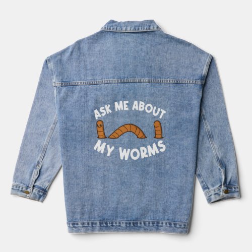 Worm Designs For Men Women Earthworm Grunting Farm Denim Jacket