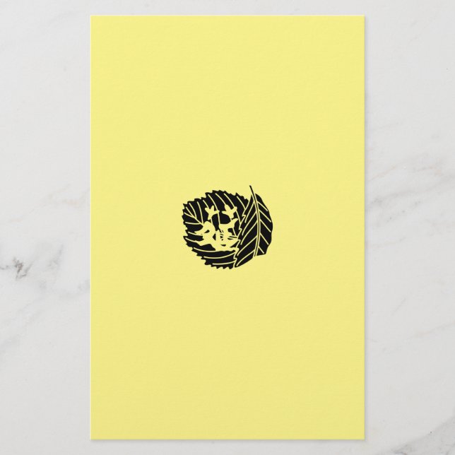 Worm-eaten folded oak notepaper stationery (Front)