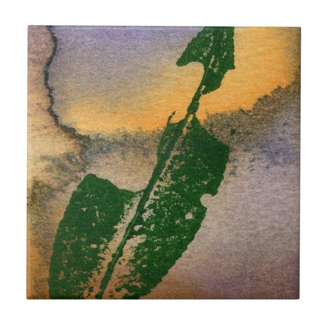 Worm eaten wild cherry direct nature print tile. ceramic tile (Front)