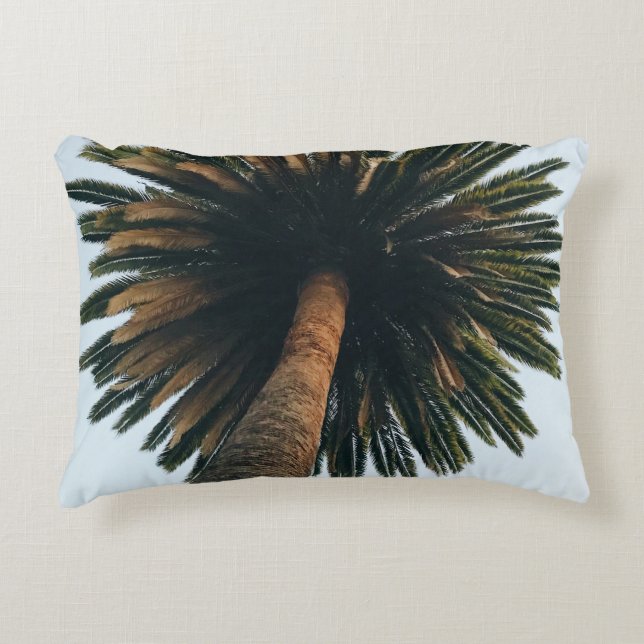 Worm eye photography of palm tree accent pillow (Front)