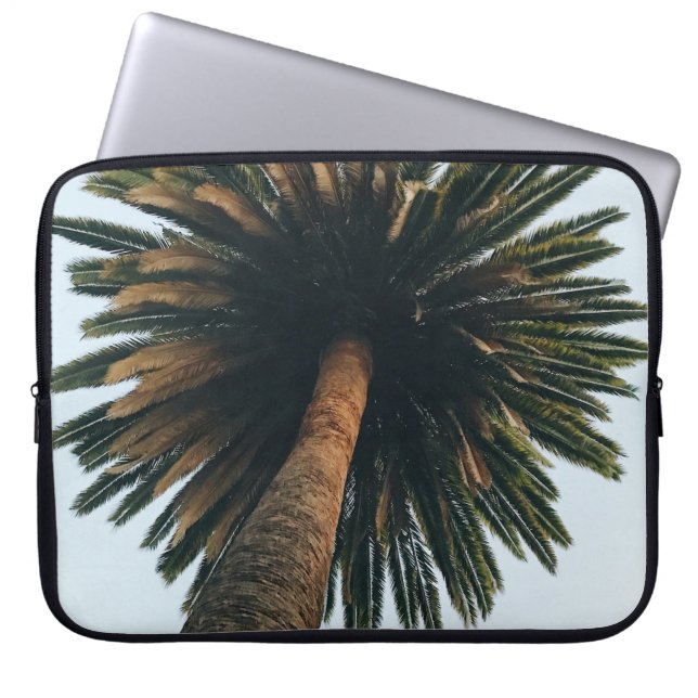 Worm eye photography of palm tree laptop sleeve (Front)