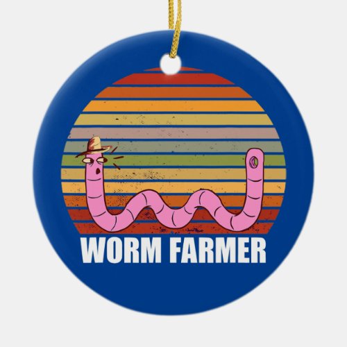 Worm Farmer Composting Farming Vintage Retro Hat Ceramic Ornament