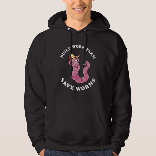 Worm Farmer Save Worms Hat Red Wiggler Worm Compos Hoodie (Front)