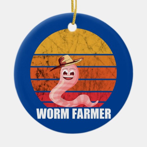 Worm Farmer Sunset Retro Vintage Gardening Ceramic Ornament