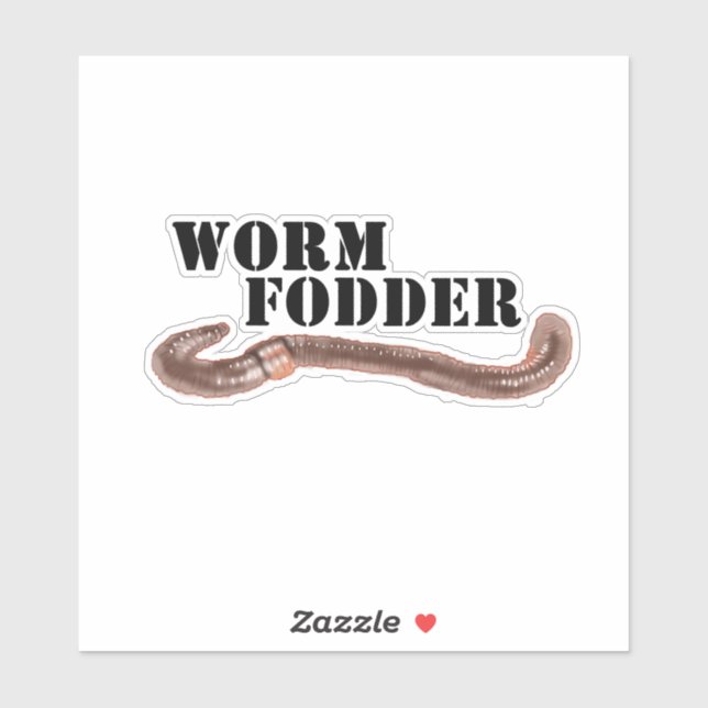 Worm Fodder, Black Text with Earth Worm Sticker (Sheet)