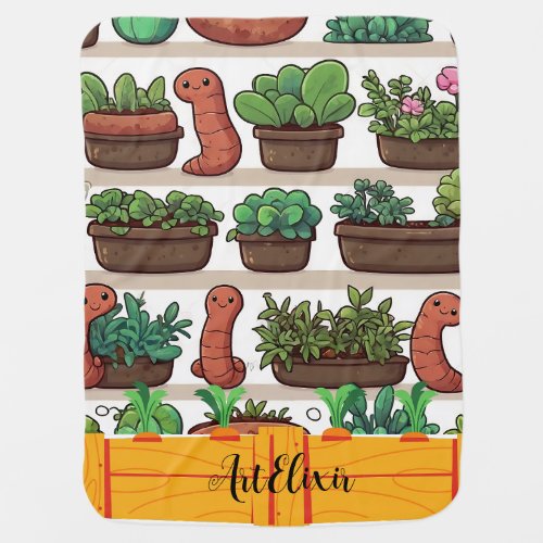 Worm Garden Print Baby Blanket
