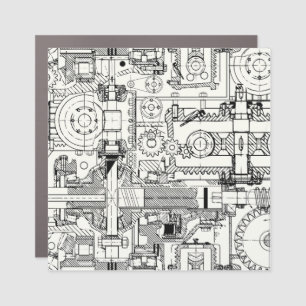 Worm Gears: Seamless Technical Machinery. Car Magnet