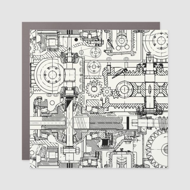 Worm Gears: Seamless Technical Machinery. Car Magnet (Front)