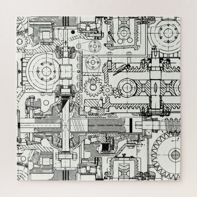 Worm Gears: Seamless Technical Machinery. Jigsaw Puzzle (Vertical)