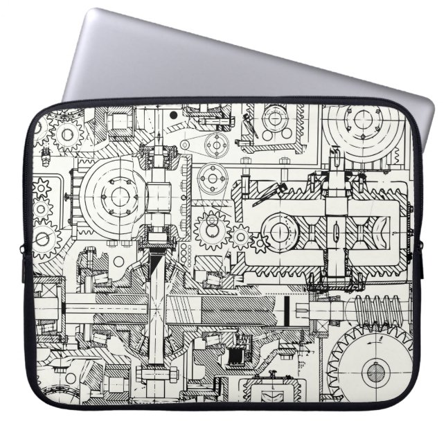 Worm Gears: Seamless Technical Machinery. Laptop Sleeve (Front)