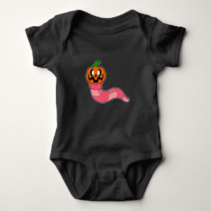 Worm Halloween Pumpkin Baby Bodysuit