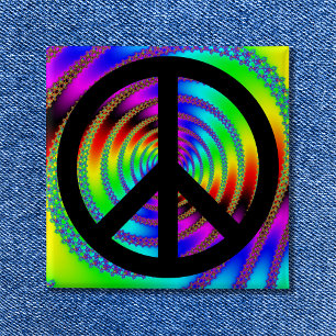 Worm Hole with Black Peace Sign Pinback Button