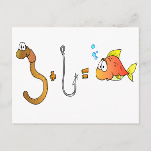 Worm + Hook = Fish Postcard