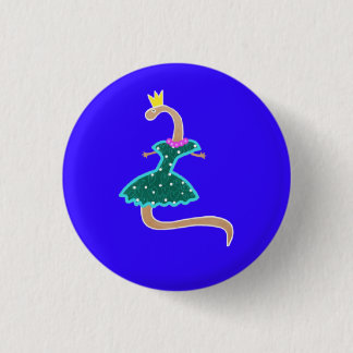 Worm in a green dress and a crown  button