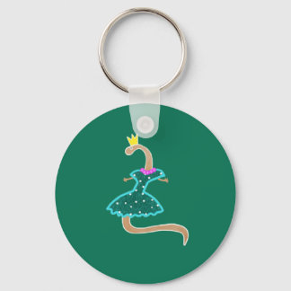 Worm in a green dress and a crown keychain