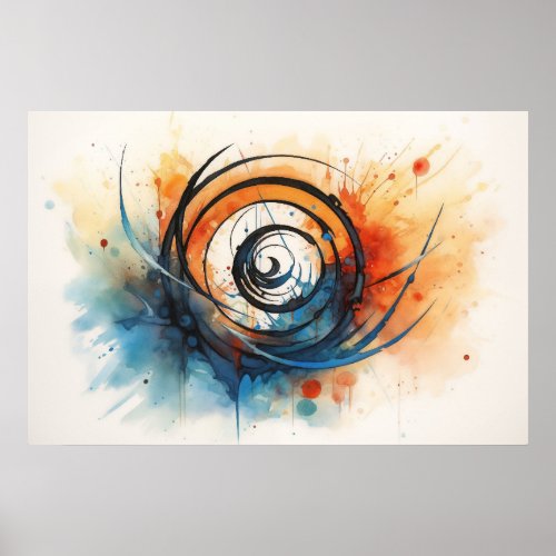 Wormhole in Time ink and watercolor Poster