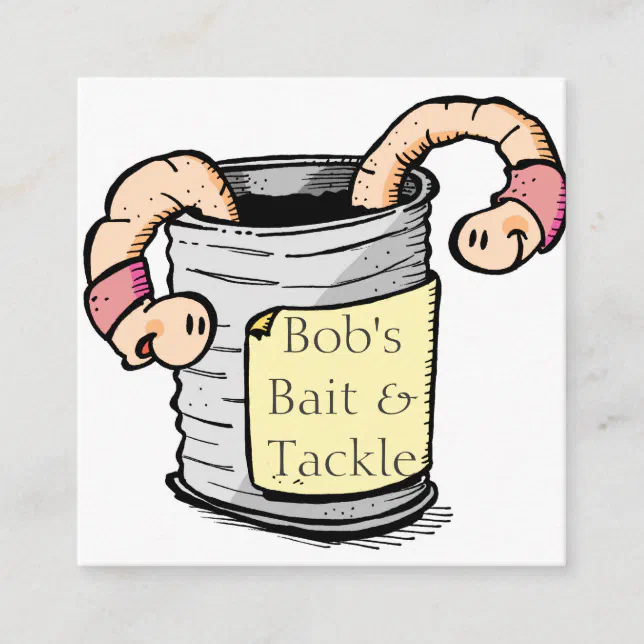 Worms, Bait and Fishing Tackle Store Square Business Card Zazzle