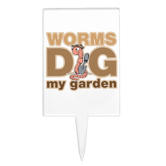 Worms Dig My Garden Rectangle Cake Topper