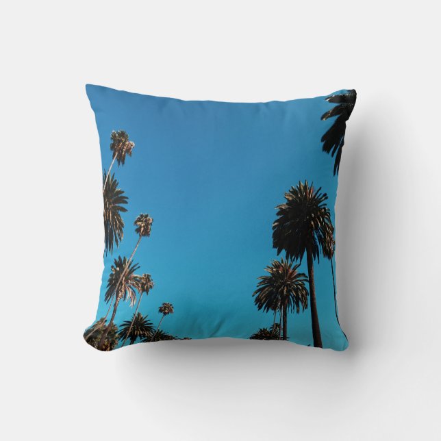 Worm's eye view of trees throw pillow (Front)
