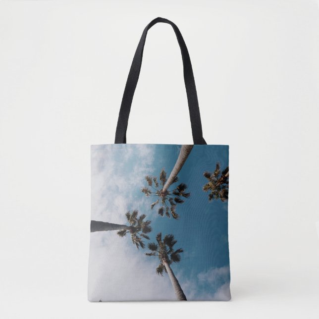Worms eyeview photography of coconut trees tote bag (Front)