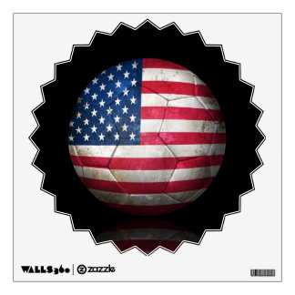 Worn American Flag Football Soccer Ball Wall Sticker