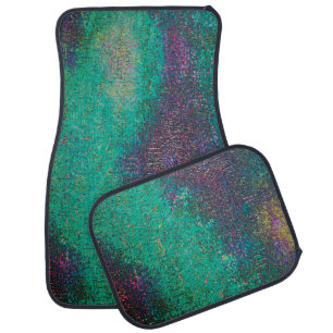 Worn and aged green with cyan tone car floor mat