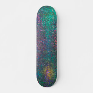 Worn and aged green with cyan tone skateboard