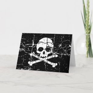 Worn And Cracked Skull and Crossbones Card