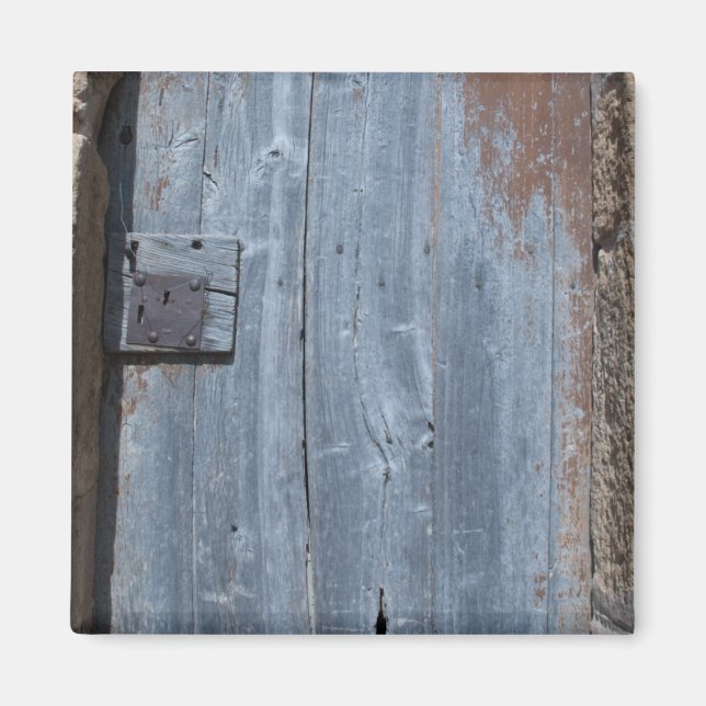 Worn and Rusty Wooden Door Magnet (Front)