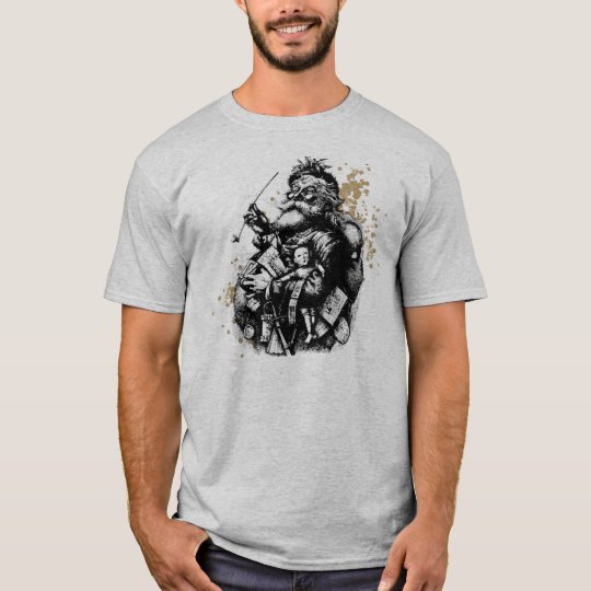 Worn and Spattered Santa Illustration T-Shirt