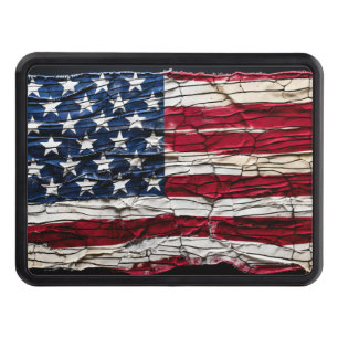 Worn and weathered Patriotic American flag Hitch Cover