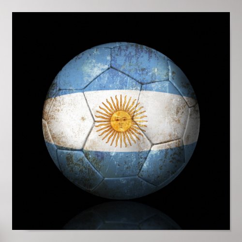 Worn Argentinian Flag Football Soccer Ball Poster