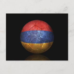 Worn Armenian Flag Football Soccer Ball Postcard